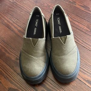 Toms loafers worn once- they are a tad small for my feet. Excellent condition.